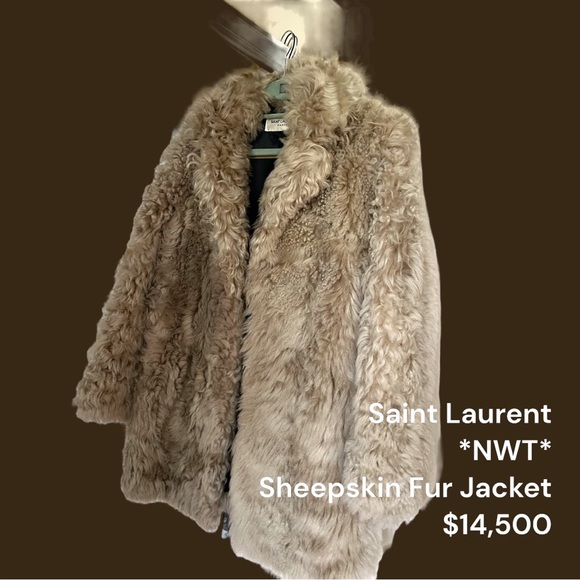 NWT! Saint Laurent sheepskin fur coat • beige • women’s size 38 - Picture 3 of 13